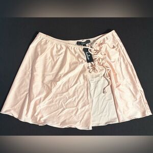 NWT Lulus Blush Satin Wrap Mini Skirt / Swim Cover Up Size Small